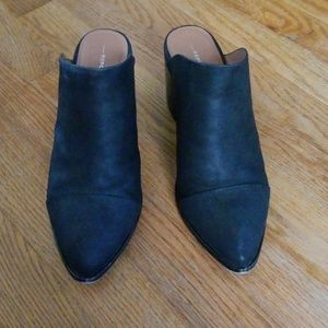 Black suede mules